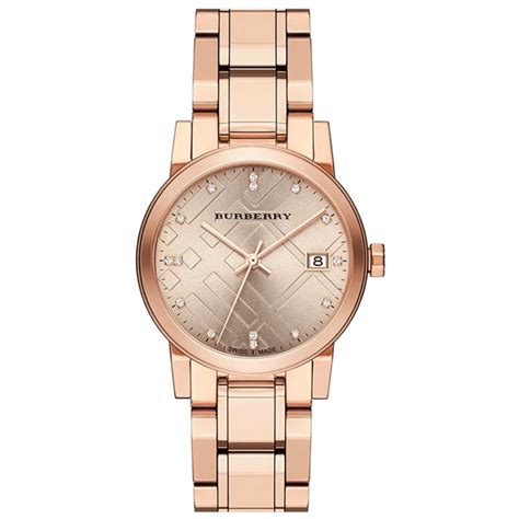 Burberry Ladies Diamond Check Stamped Watch BU9126